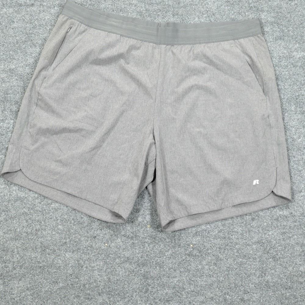 Russell Athletic Shorts Men 2XL Gray Performance Recycled Stretch Gym Workout